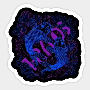 Koi Fish Neon Cyberpunk Sticker